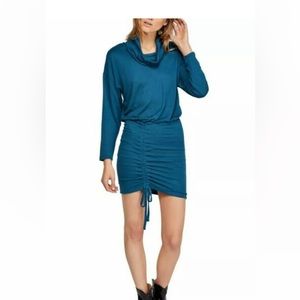 Free people ribbed long sleeve cowl neck sweater dress